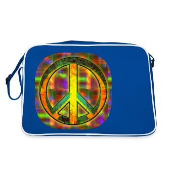 Peace [Zeichen] - Retro Tasche - Blau/Weiß - Hinten