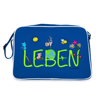 Phil and Friends Leben - Retro Tasche - Blau/Weiß - Hinten