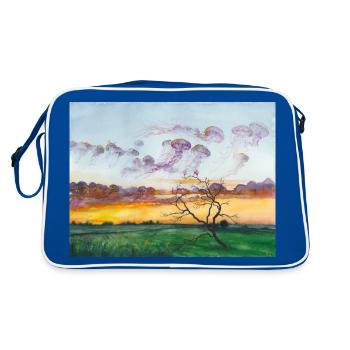 Méduse Dans Le Ciel, Romance, Aquarelle - Sac Retro - bleu/blanc - Dos