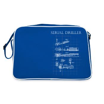 serial driller, dentist, dental technology, blueprint - Retro Bag - blue/white - Back
