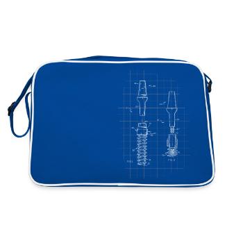 Dentist, dental technology, blueprint implant, patent - Retro Bag - blue/white - Back