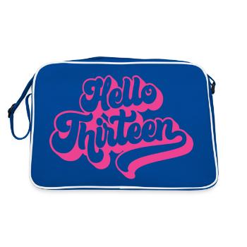 13th Birthday Gift, Hello Thirteen, 13 Years Old - Retro Bag - blue/white - Back