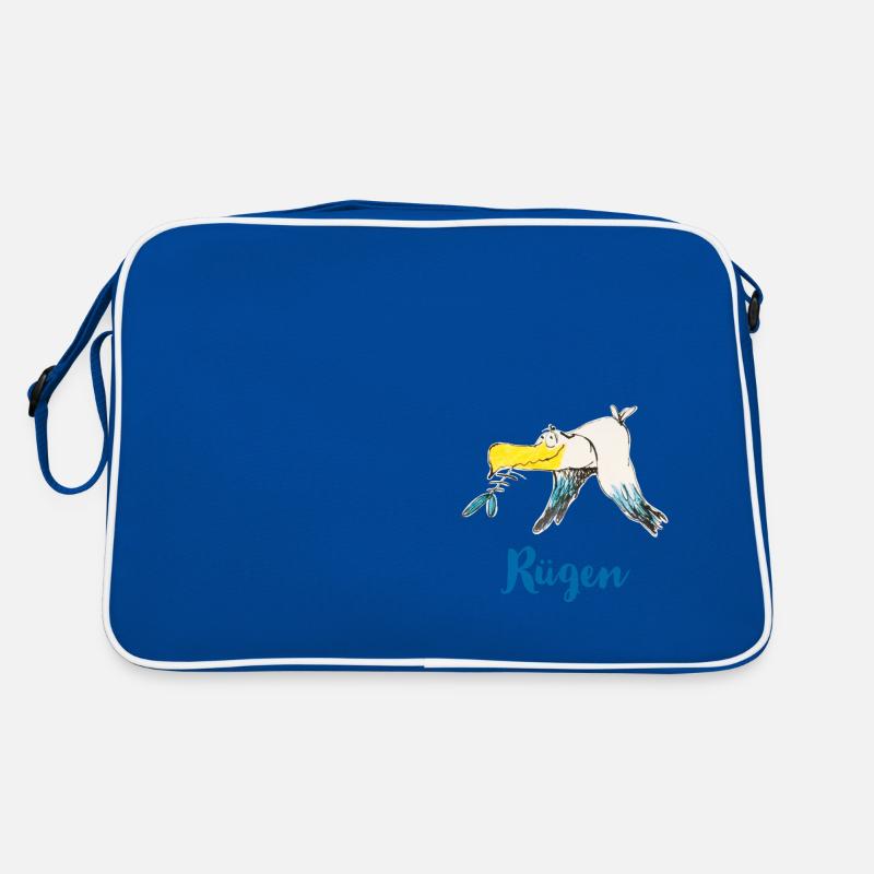 Rügen Möwe - Retro Tasche - Blau/Weiß