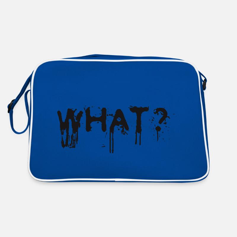 What? Schlagwort Sprüche Slogan - Retro Tasche - Blau/Weiß