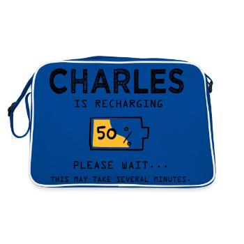 Charles Funny Name Sarcastic Charles Gifts - Retro Bag - blue/white - Back
