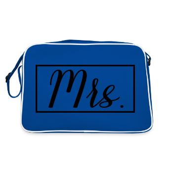 Mrs. Matching Couple Engagement Wedding Honeymoon - Retro Bag - blue/white - Back