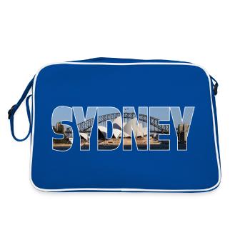 Sydney - Retro Tasche - Blau/Weiß - Hinten