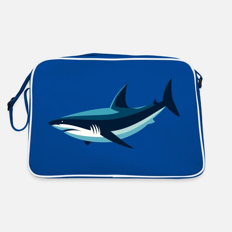 Stilisierter Hai - Retro Tasche - Blau/Weiß