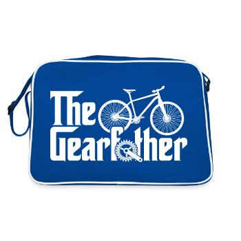 Der Gearfather - Lustiger Radsport-Papa - Retro Tasche - Blau/Weiß - Hinten