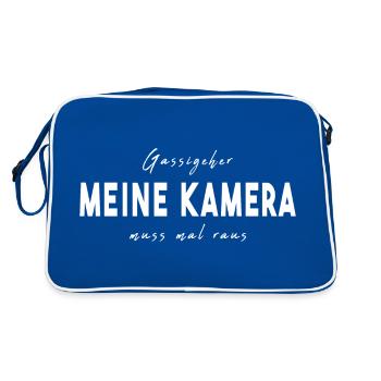 Fotograf fotografieren - Retro Tasche - Blau/Weiß - Hinten