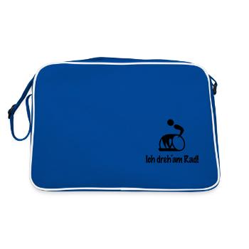 Ich dreh am Rad - Retro Tasche - Blau/Weiß - Hinten