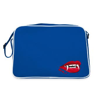 Bite me... - Retro Tasche - Blau/Weiß - Hinten