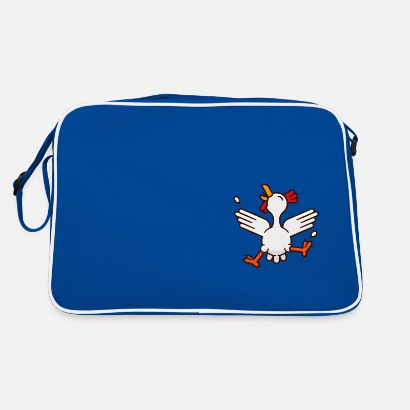 Bande dessinée heureuse et drôle de poulet de danse - Sac Retro - bleu/blanc