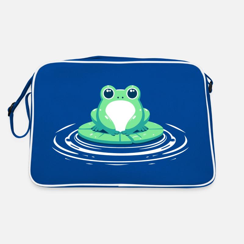 Frosch auf Seerosenblatt Retro Tasche