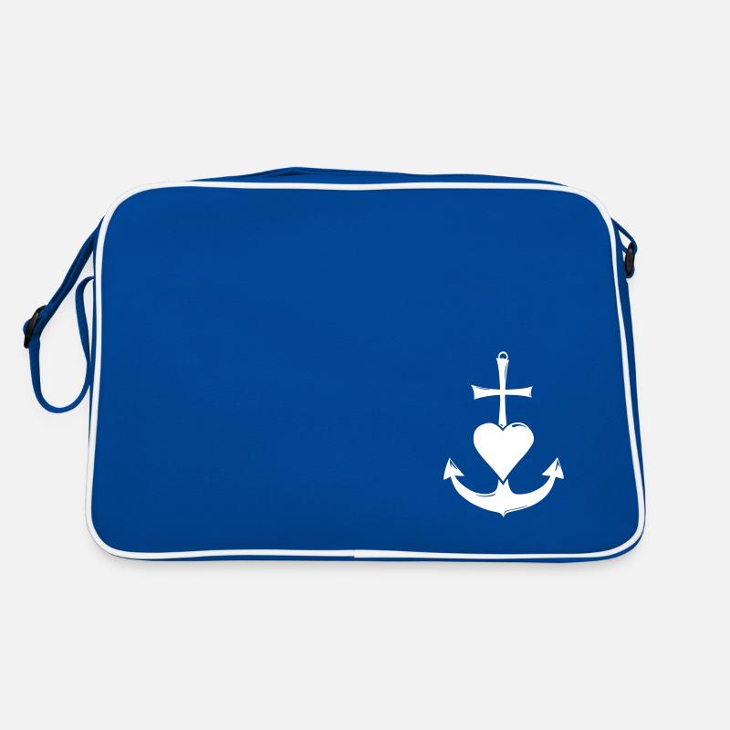 Glaube, Liebe, Hoffnung - Retro Tasche - Blau/Weiß
