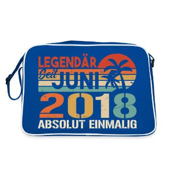 Legendär seit Juni 2018 - Geburtstag 2018 - Retro Tasche - Blau/Weiß - Hinten