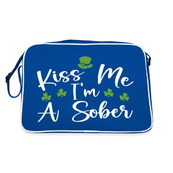 Kiss Me I'm Sober : St. Patrick's Day - Retro Tasche - Blau/Weiß - Hinten
