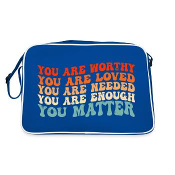 You Are Worthy Loved Needed Enough - Retro Bag - blue/white - Back