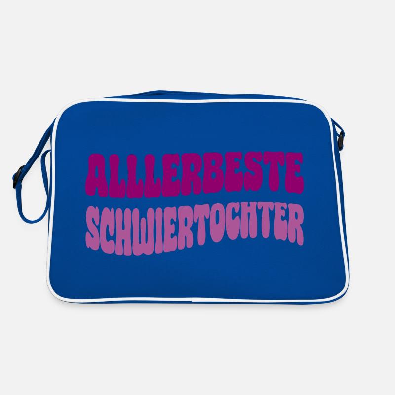allerbeste schwiegertochter - Retro Tasche - Blau/Weiß