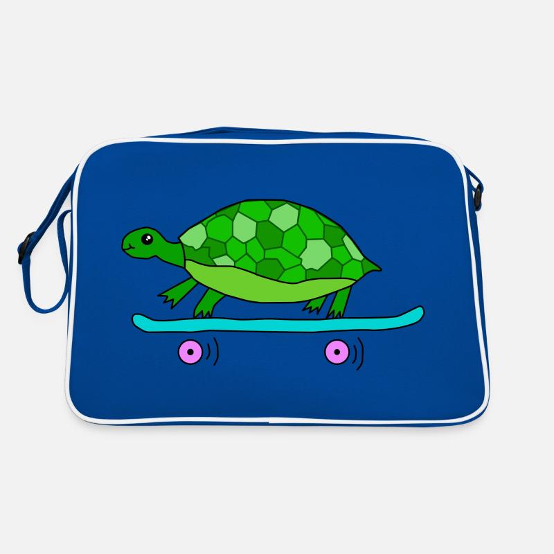 Balade en skateboard de tortue - Sac Retro - bleu/blanc