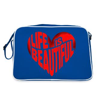 Citation du dicton du cœur La vie est belle - Sac Retro - bleu/blanc - Dos