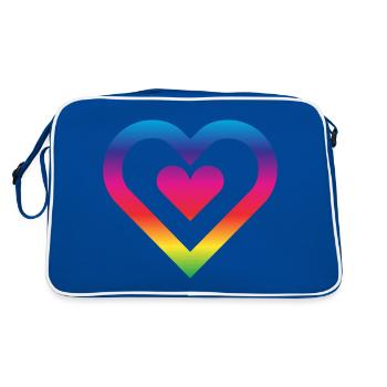 Rainbow Heart Homosexuality LGBT Love - Retro Bag - blue/white - Back