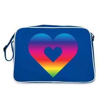 Rainbow Heart Homosexuality LGBT Love - Retro Bag - blue/white - Back