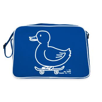 Lustige Ente auf einem Skateboard für Skater - Retro Tasche - Blau/Weiß - Hinten