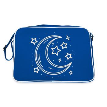 Crescent Moon Crescent Moon and Stars - Retro Bag - blue/white - Back