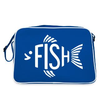 Fish Bone Skeleton Herringbone Fishing - Retro Bag - blue/white - Back