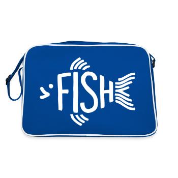 Fish Bone Skeleton Herringbone Fishing - Retro Bag - blue/white - Back