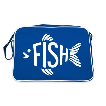 Fish Bone Skeleton Herringbone Fishing - Retro Bag - blue/white - Back