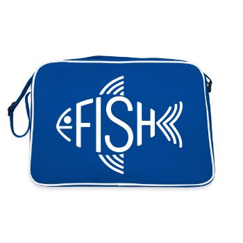 Fish Bone Skeleton Herringbone Fishing - Retro Bag - blue/white - Back