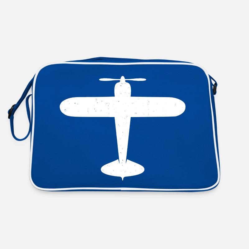 Flugzeug Propellerflugzeug Fliegen - Retro Tasche - Blau/Weiß