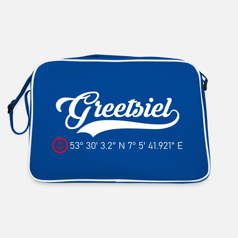 Greetsiel Koordinaten - Retro Tasche - Blau/Weiß