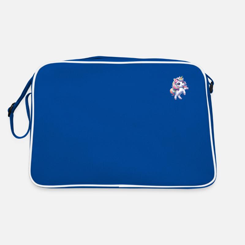 Kleines Einhorn - Retro Tasche - Blau/Weiß