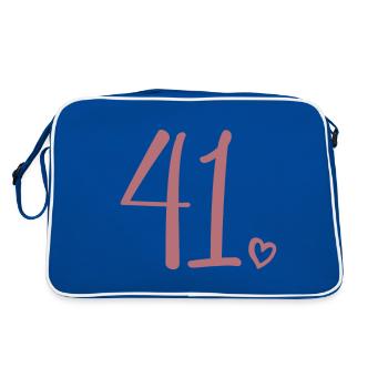 Cute Number 41, 41 Years Old, 41st Birthday Gift - Retro Bag - blue/white - Back