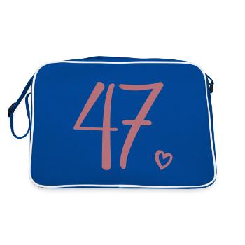 Cute Number 47, 47 Years Old, 47th Birthday Gift - Retro Bag - blue/white - Back
