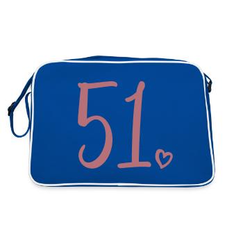 Cute Number 51, 51 Years Old, 51st Birthday Gift - Retro Bag - blue/white - Back