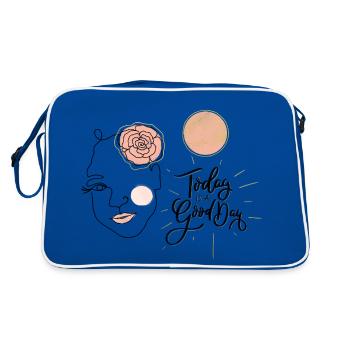 Aujourd’hui est un bon jour. Visage de fille. - Sac Retro - bleu/blanc - Dos