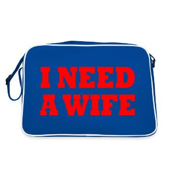 I need a wife - Retro Bag - blue/white - Back