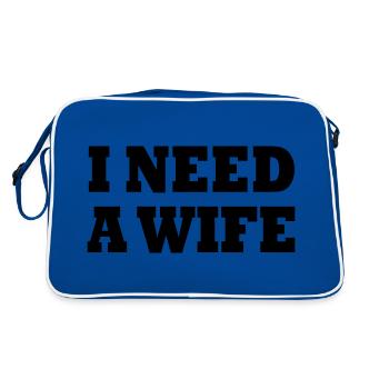 I need a wife - Retro Bag - blue/white - Back