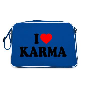 I love karma - Retro Tasche - Blau/Weiß - Hinten