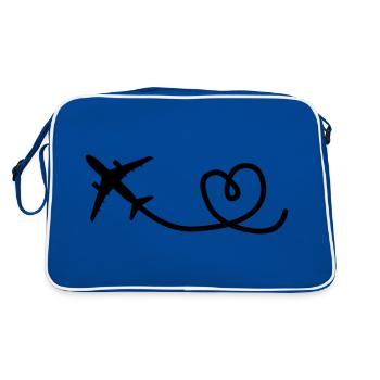 Traveling Lover Cute Airplane Traveler Vacationer - Retro Bag - blue/white - Back