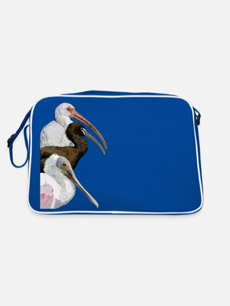 Ibis and spatula - Retro Bag - blue/white - Back