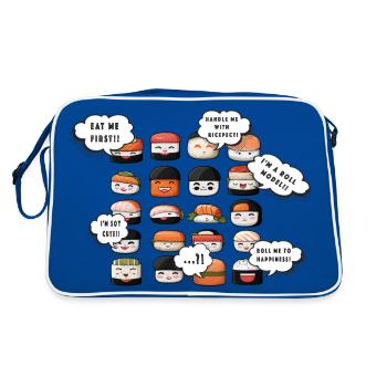 Vibrant Sushi Faces: Playful Design with - Retro Bag - blue/white - Back