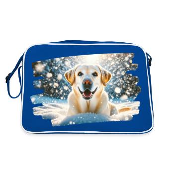 Happy Labrador in Winter Snow - Retro Bag - blue/white - Back