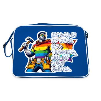 Dad – Superhero in the colors of the rainbow - Retro Bag - blue/white - Back