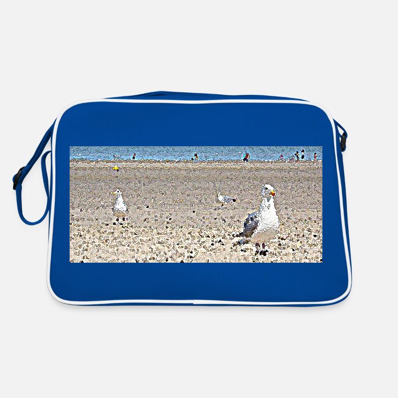 Les goélands à la plage - Sac Retro - bleu/blanc