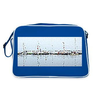 Boats and their reflection - Retro Bag - blue/white - Back